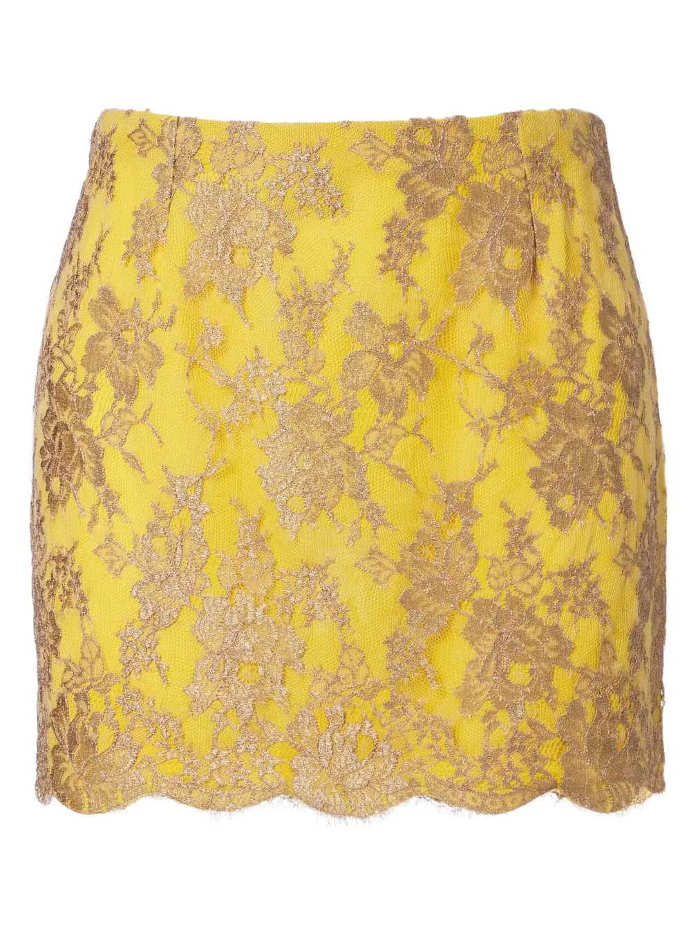 Saint Laurent Scalloped floral lace miniskirt