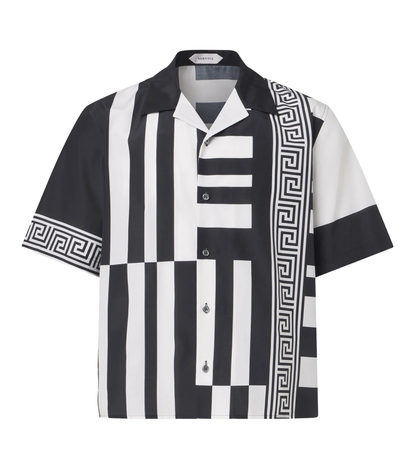 Printed cotton and silk bowling shirt