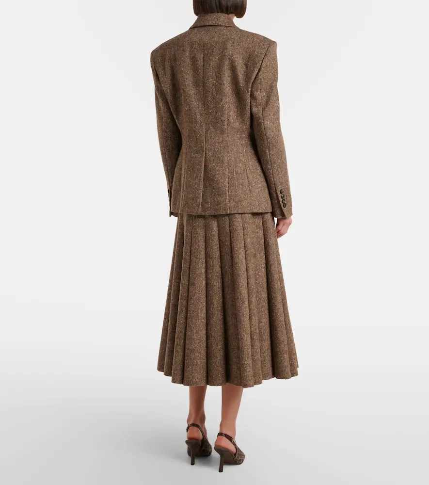 Brunello Cucinelli Pleated wool-blend tweed midi skirt | Thumbnail 4 Brunello Cucinelli Pleated wool-blend tweed midi skirt | Thumbnail 4
