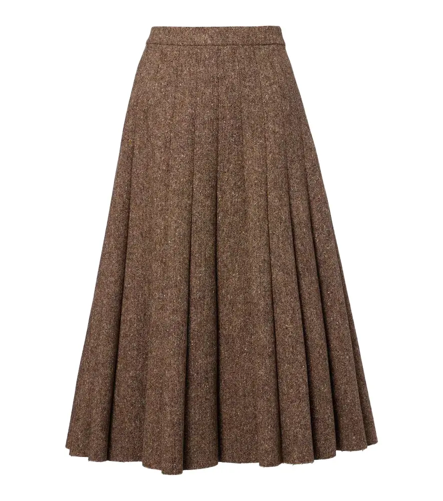 Pleated wool-blend tweed midi skirt Pleated wool-blend tweed midi skirt