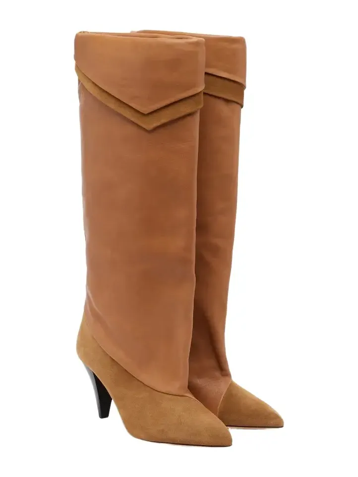 Lezra suede and leather knee-high boots Lezra suede and leather knee-high boots
