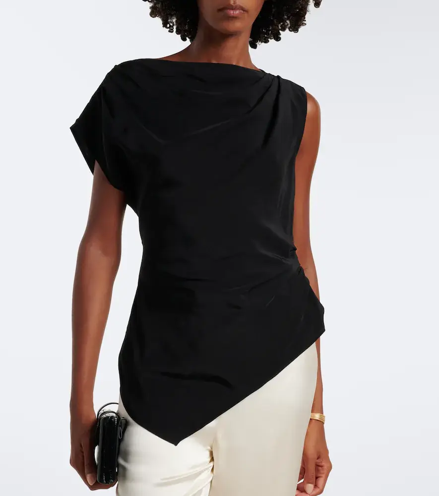 Veronica Beard Yvonne draped crêpe de chine top | Thumbnail 2 Veronica Beard Yvonne draped crêpe de chine top | Thumbnail 2