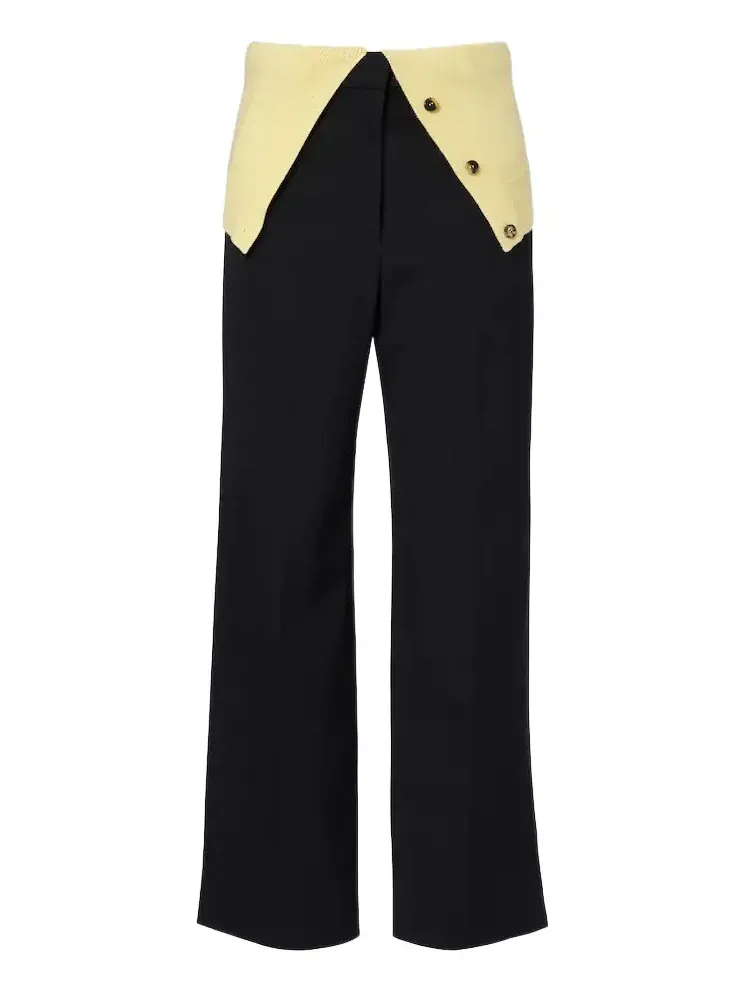 Paneled wool wide-leg pants