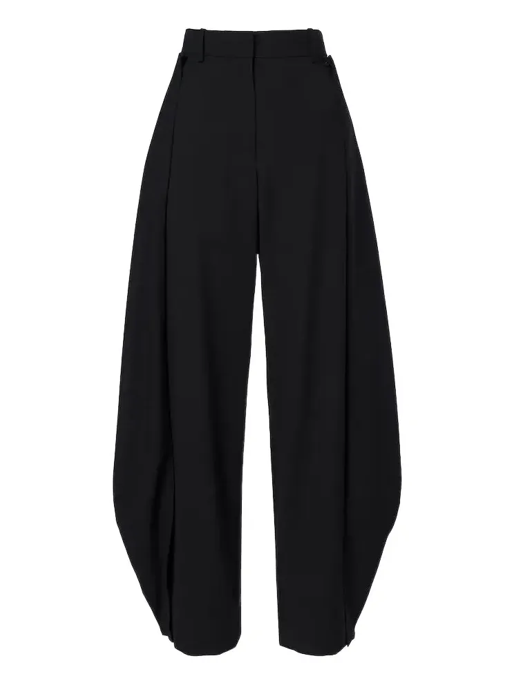 Wool barrel-leg pants