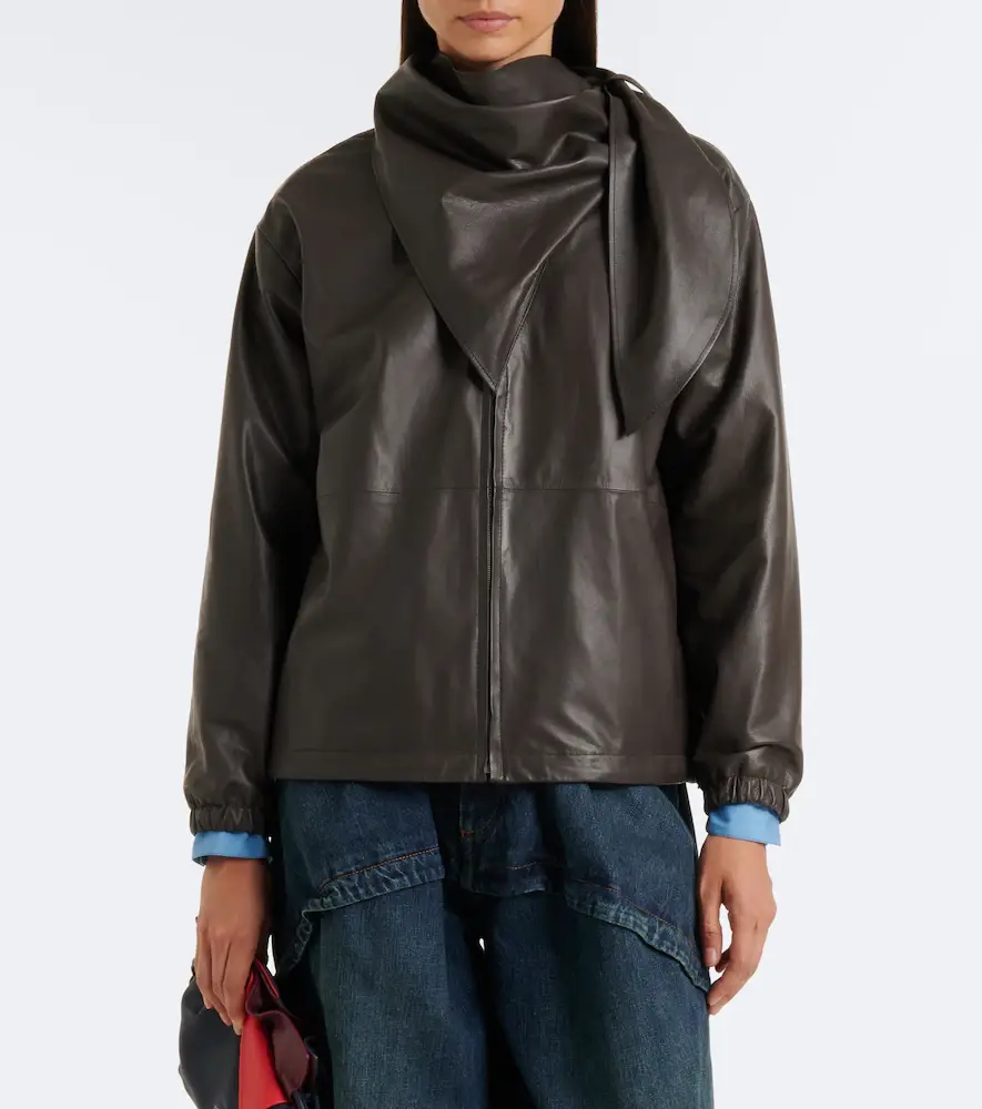 Loewe Scarf-detail leather jacket | Thumbnail 6 Loewe Scarf-detail leather jacket | Thumbnail 6