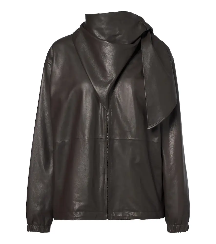 Loewe Scarf-detail leather jacket | Image 1 Loewe Scarf-detail leather jacket | Image 1