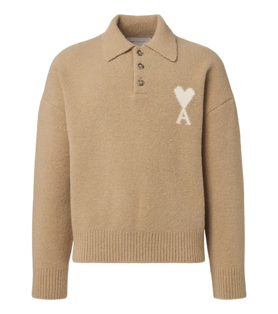 AMI PARIS Ami de Coeur alpaca and wool-blend polo sweater | Image 1 AMI PARIS Ami de Coeur alpaca and wool-blend polo sweater | Image 1