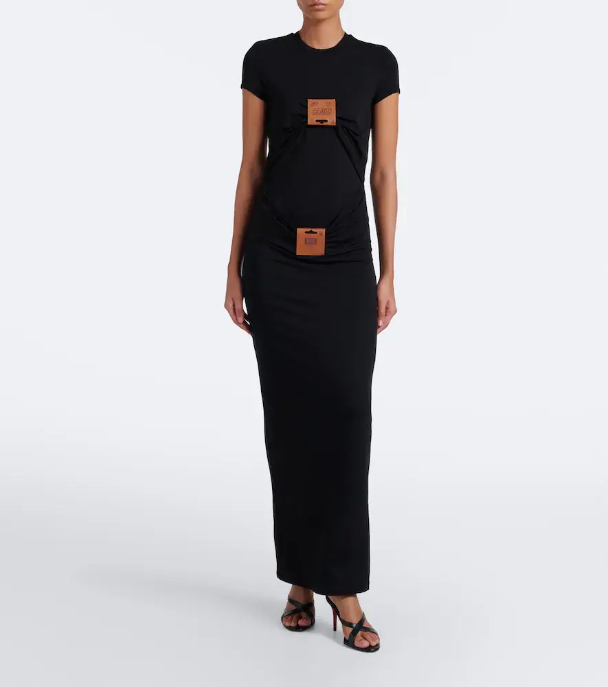 Jean Paul Gaultier Leather-trimmed jersey maxi dress | Thumbnail 2 Jean Paul Gaultier Leather-trimmed jersey maxi dress | Thumbnail 2