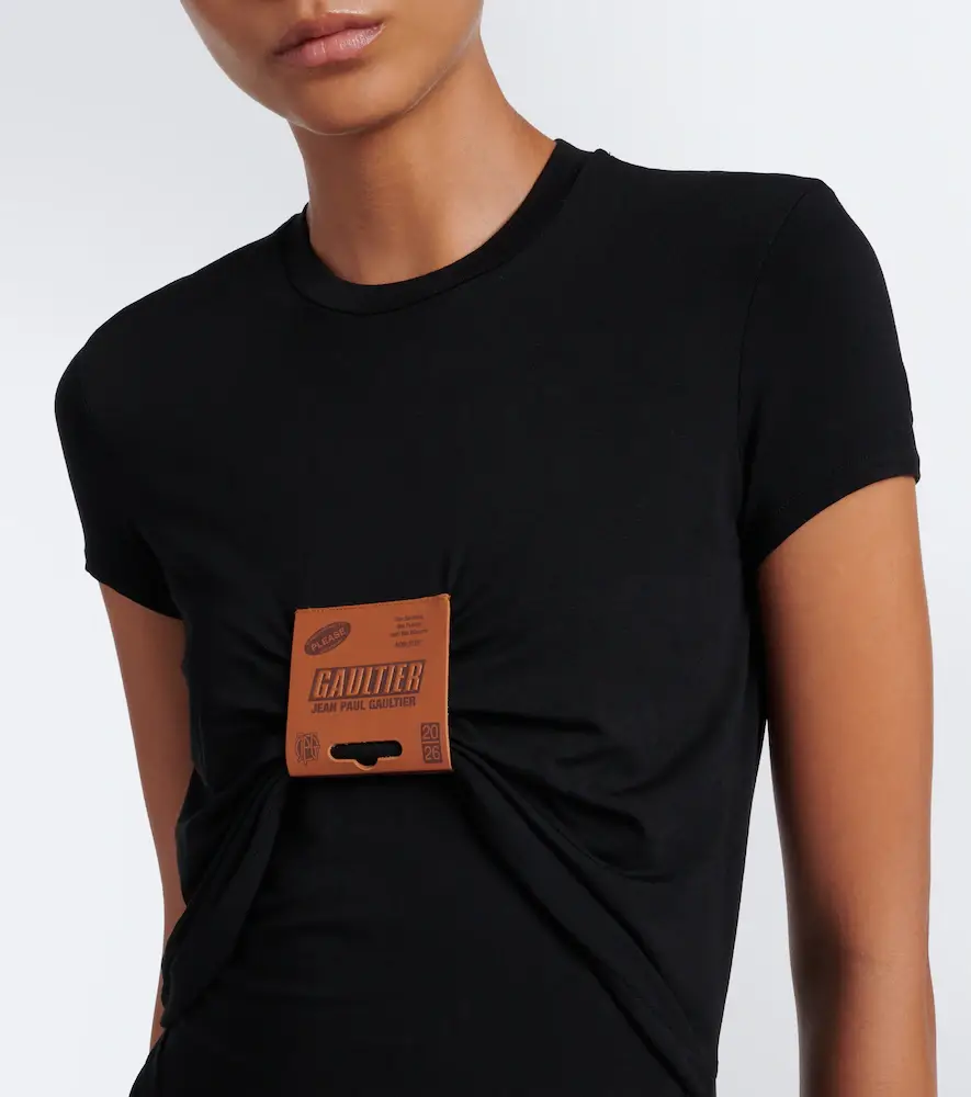Jean Paul Gaultier Leather-trimmed jersey maxi dress | Thumbnail 3 Jean Paul Gaultier Leather-trimmed jersey maxi dress | Thumbnail 3