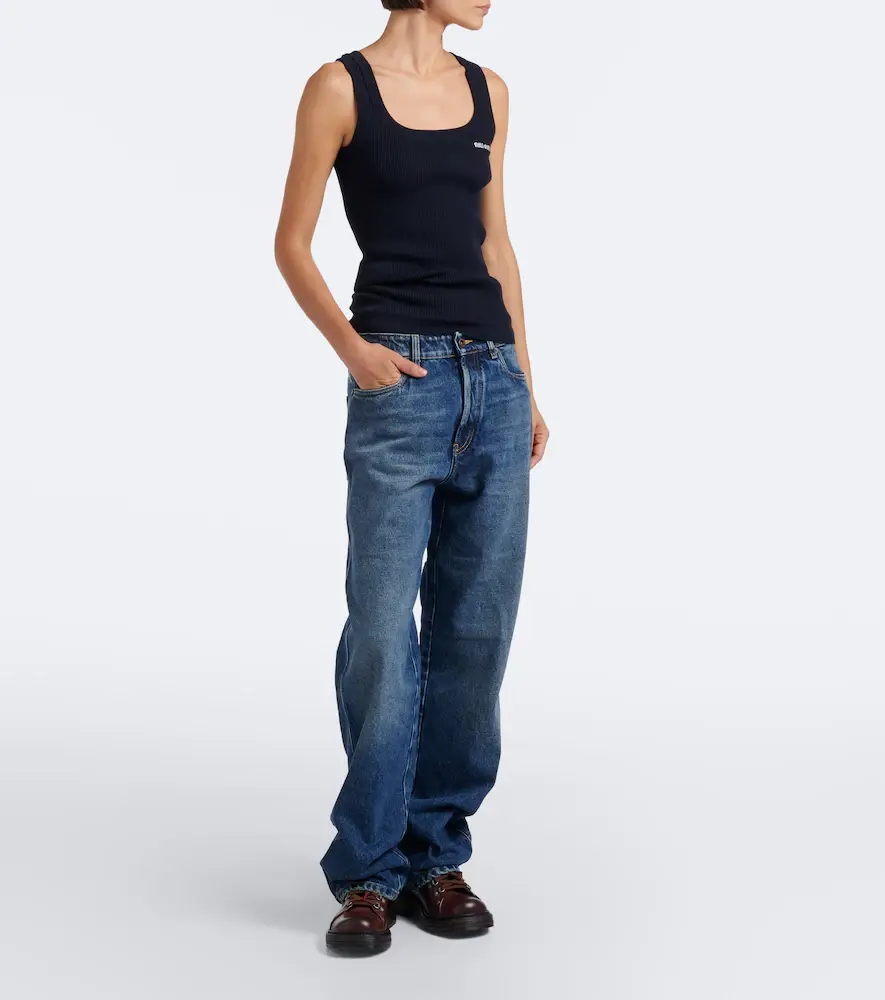 Miu Miu Ribbed-knit cotton tank top | Thumbnail 2 Miu Miu Ribbed-knit cotton tank top | Thumbnail 2
