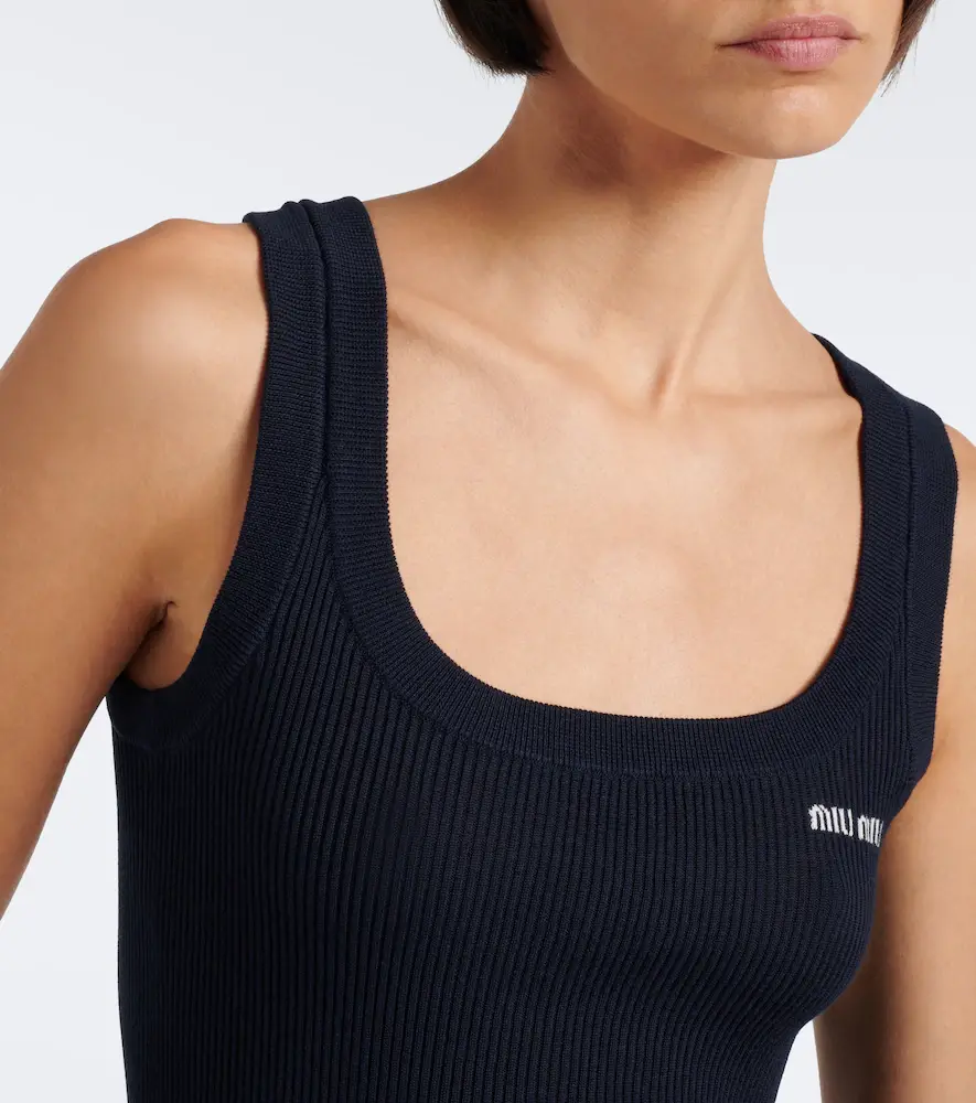 Miu Miu Ribbed-knit cotton tank top | Thumbnail 4 Miu Miu Ribbed-knit cotton tank top | Thumbnail 4