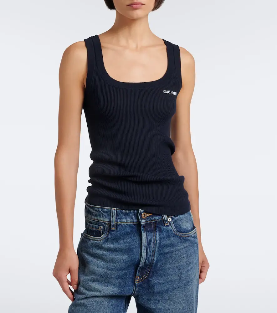 Miu Miu Ribbed-knit cotton tank top | Thumbnail 5 Miu Miu Ribbed-knit cotton tank top | Thumbnail 5