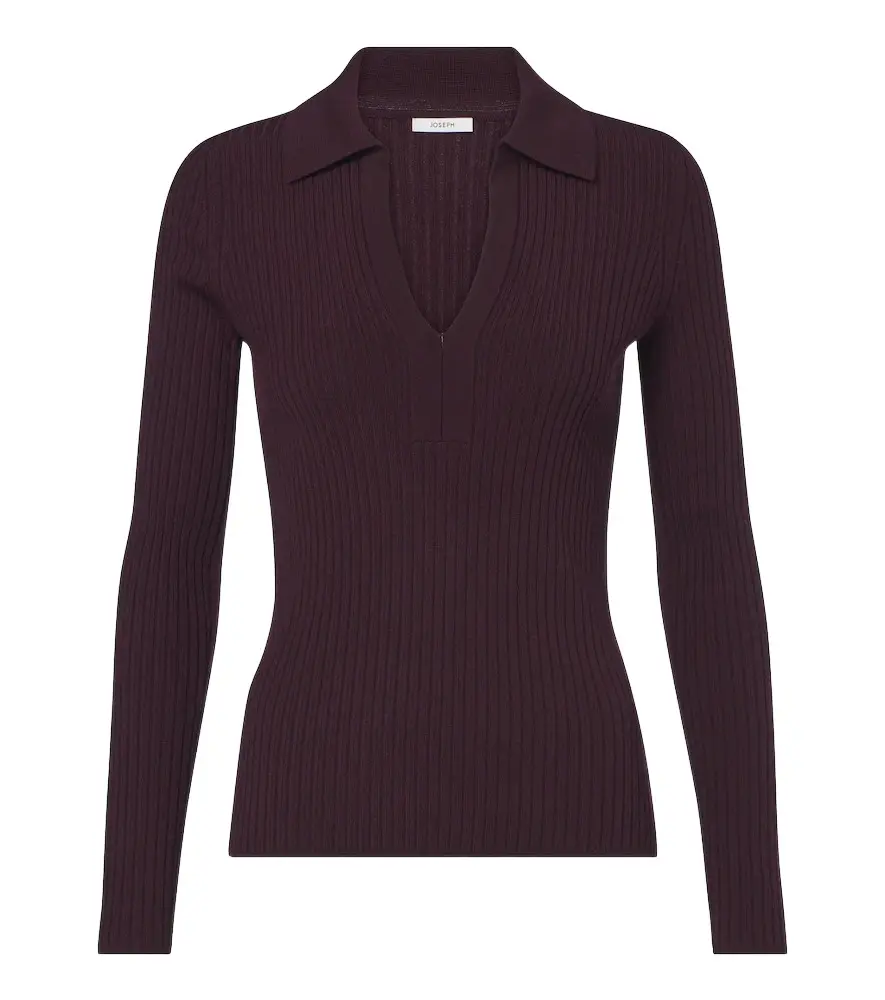 Joseph Ribbed-knit wool-blend polo sweater