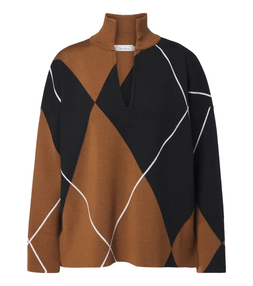 Max Mara Argyle virgin wool sweater | Image 1 Max Mara Argyle virgin wool sweater | Image 1
