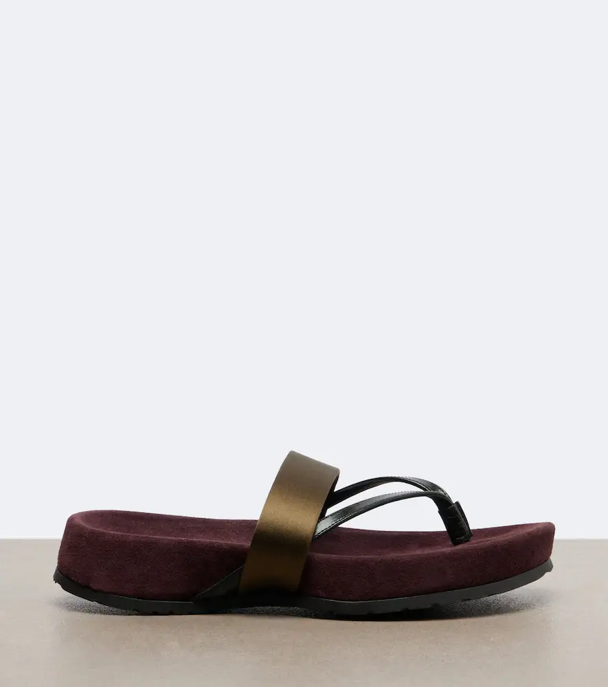 Dries Van Noten Satin and leather thong sandals | Thumbnail 4