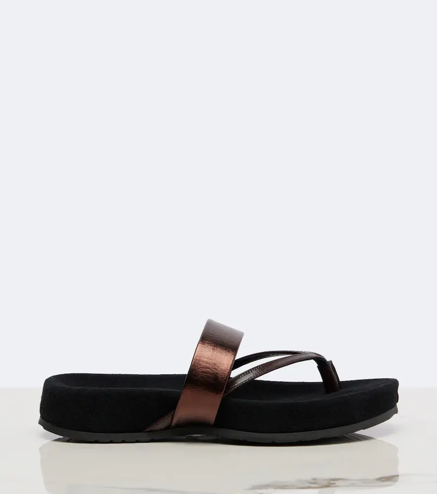 Dries Van Noten Metallic leather thong sandals | Thumbnail 3 Dries Van Noten Metallic leather thong sandals | Thumbnail 3