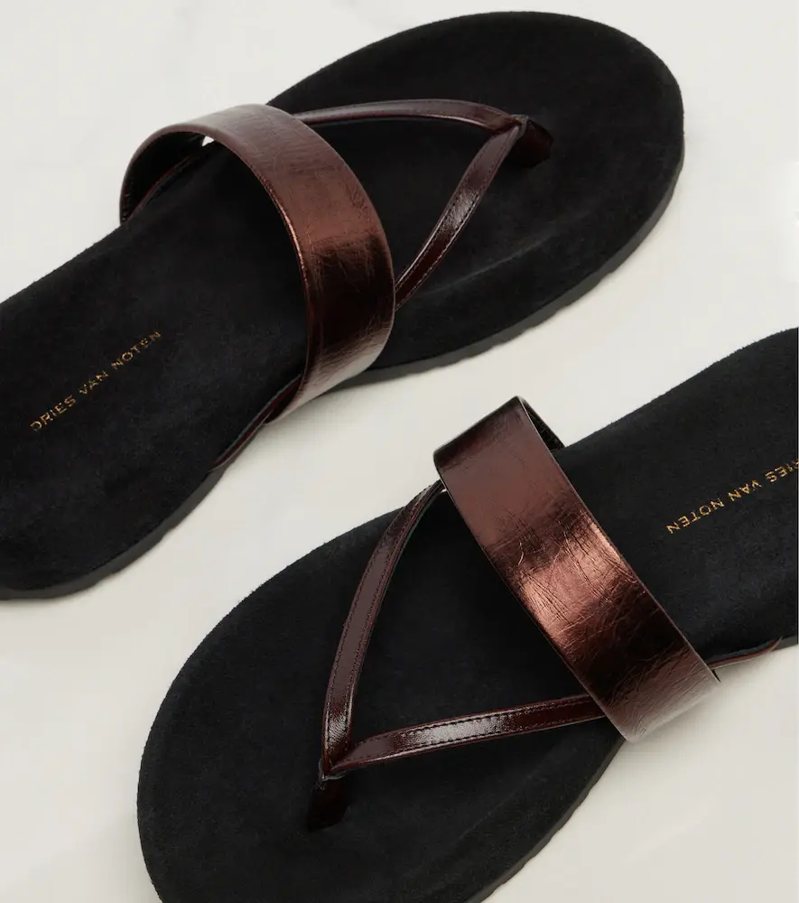 Dries Van Noten Metallic leather thong sandals | Thumbnail 4 Dries Van Noten Metallic leather thong sandals | Thumbnail 4