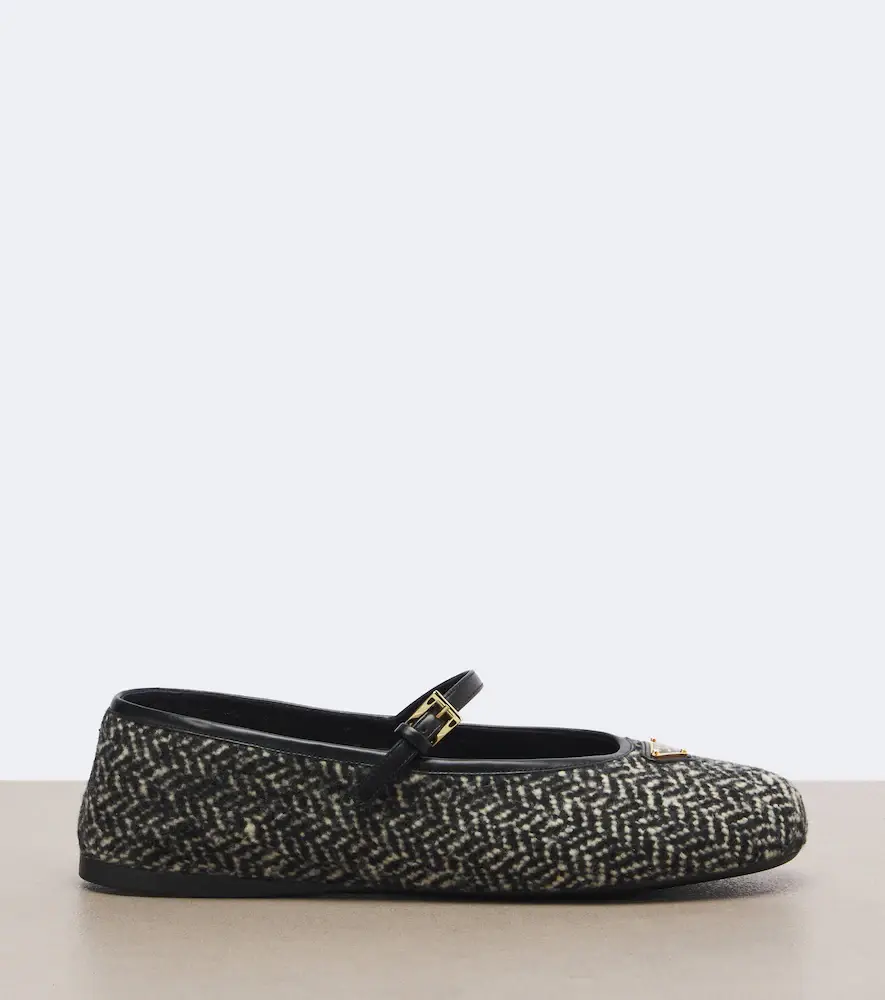 Prada Chevron tweed Mary Jane ballet flats | Thumbnail 2
