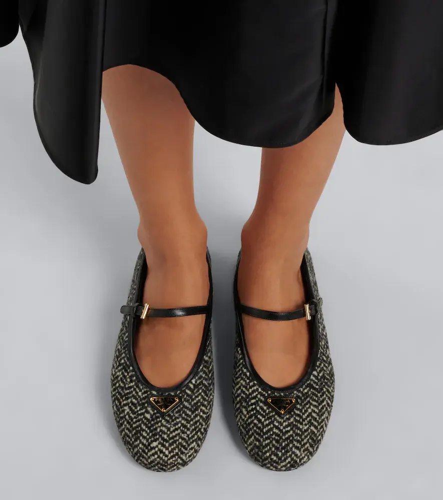 Prada Chevron tweed Mary Jane ballet flats | Thumbnail 5