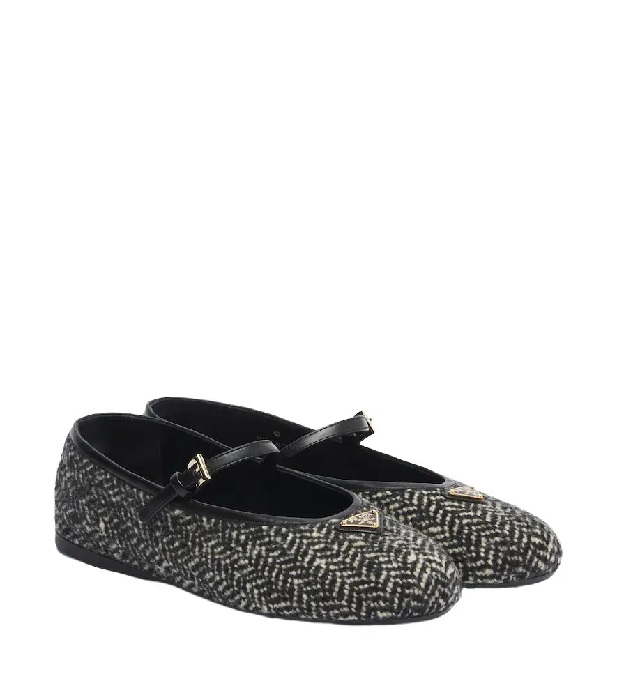 Prada Chevron tweed Mary Jane ballet flats | Image 1 Prada Chevron tweed Mary Jane ballet flats | Image 1