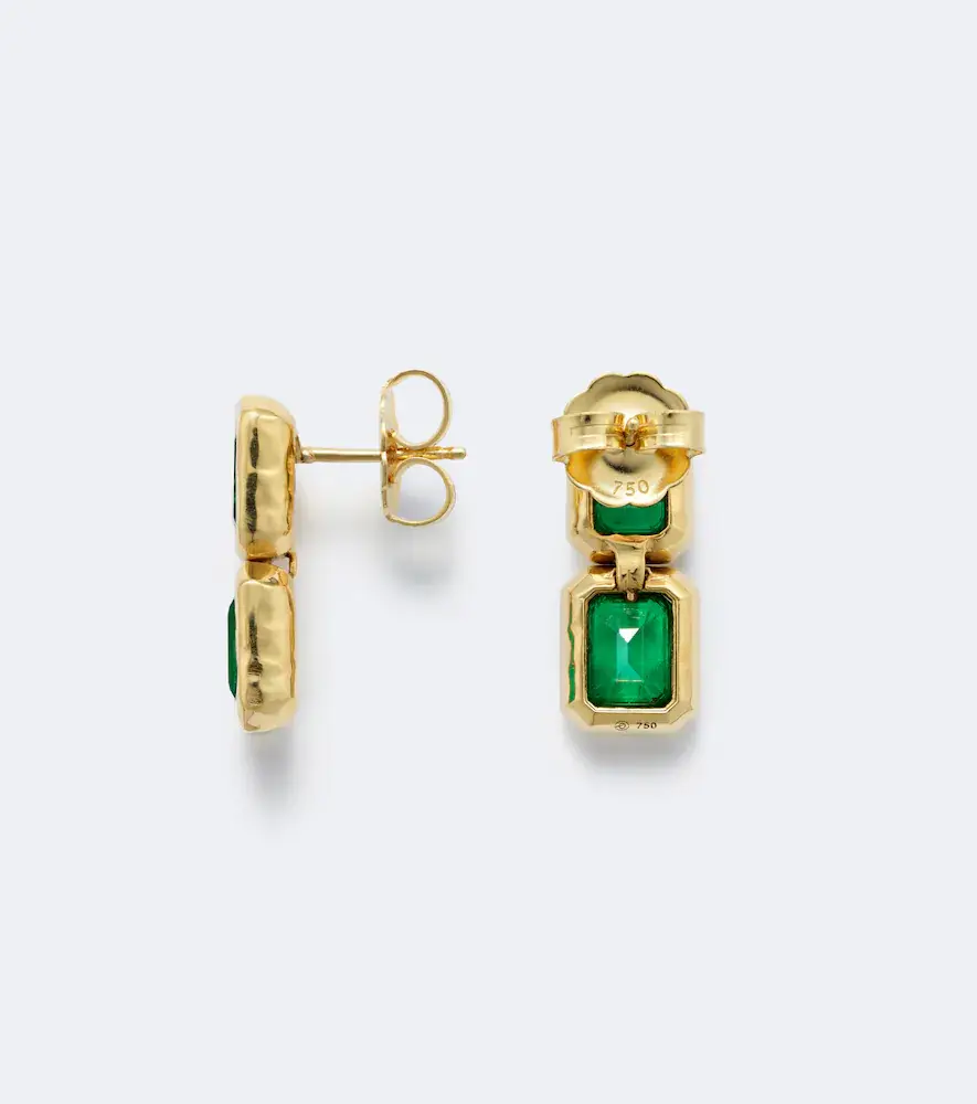 Octavia Elizabeth Nesting Gem 18kt gold drop earrings with emeralds | Thumbnail 2