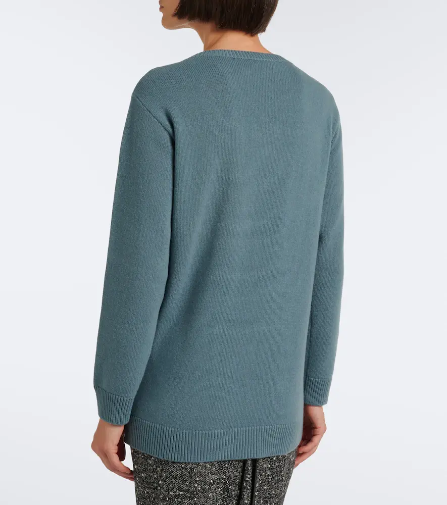 Valentino Garavani Lace-trimmed virgin wool sweater | Thumbnail 2