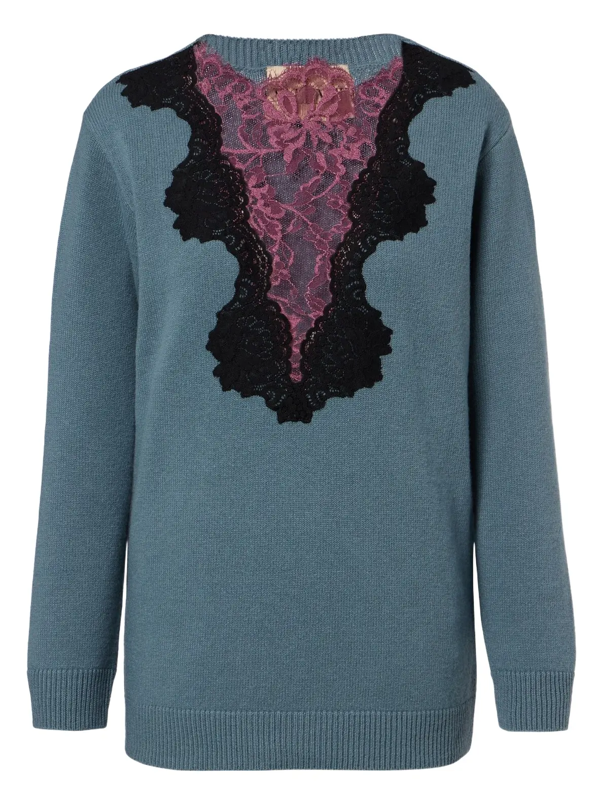 Lace-trimmed virgin wool sweater Lace-trimmed virgin wool sweater