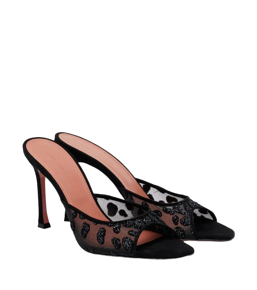 Amina Muaddi Alexa embellished mesh mules | Image 1 Amina Muaddi Alexa embellished mesh mules | Image 1