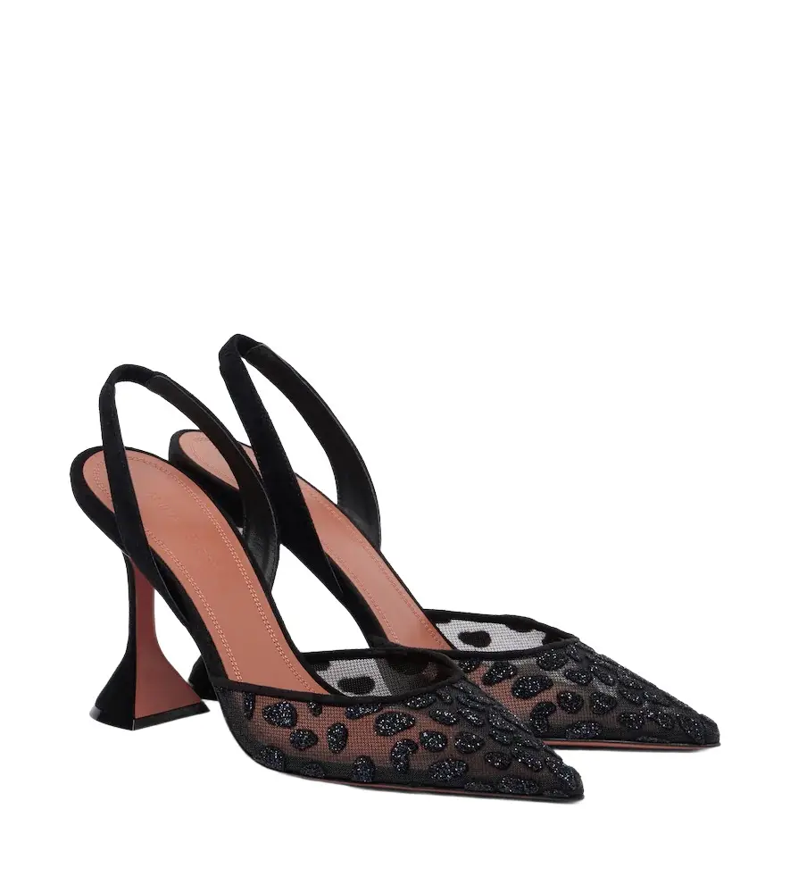 Amina Muaddi Holli embellished mesh slingback pumps | Image 1 Amina Muaddi Holli embellished mesh slingback pumps | Image 1