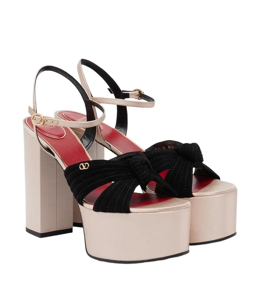 Valentino Garavani Crasher satin-trimmed suede platform sandals | Image 1 Valentino Garavani Crasher satin-trimmed suede platform sandals | Image 1