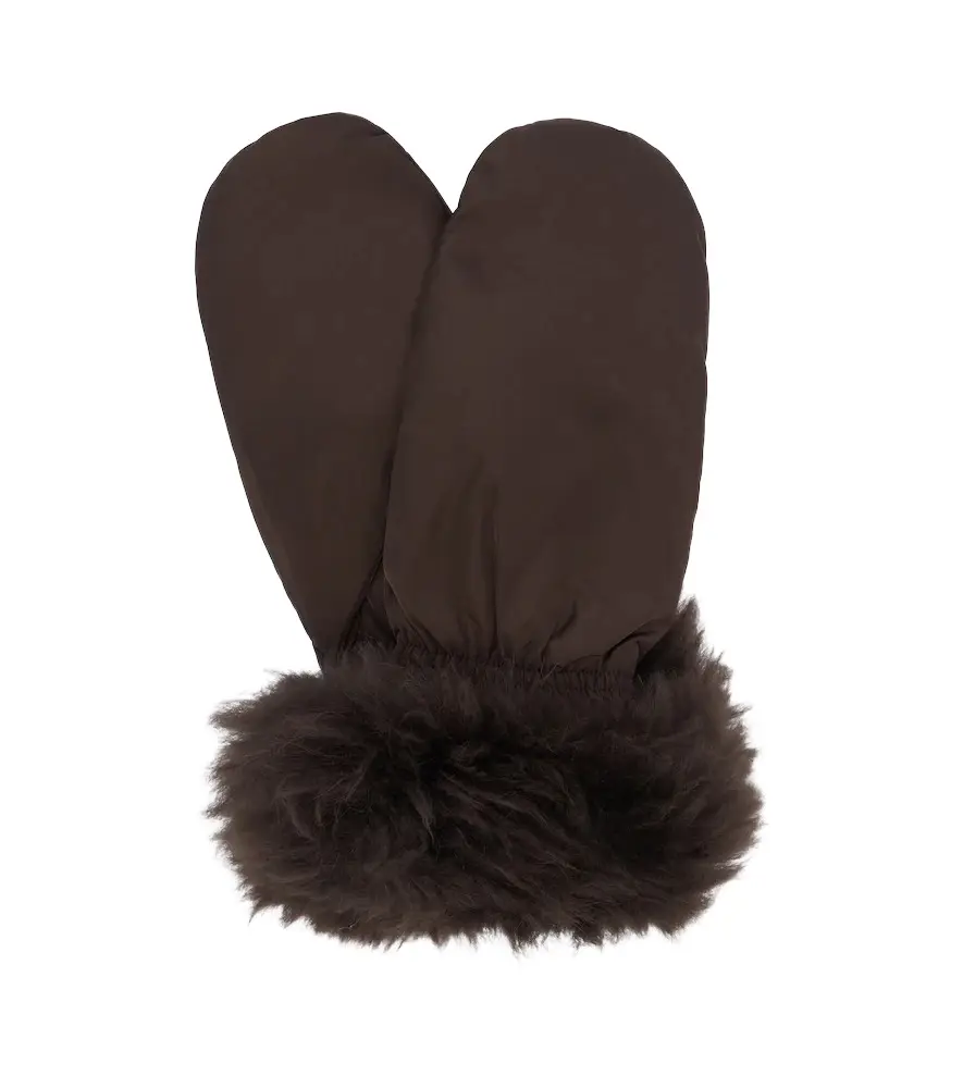 Yves Salomon Shearling-trimmed down mittens