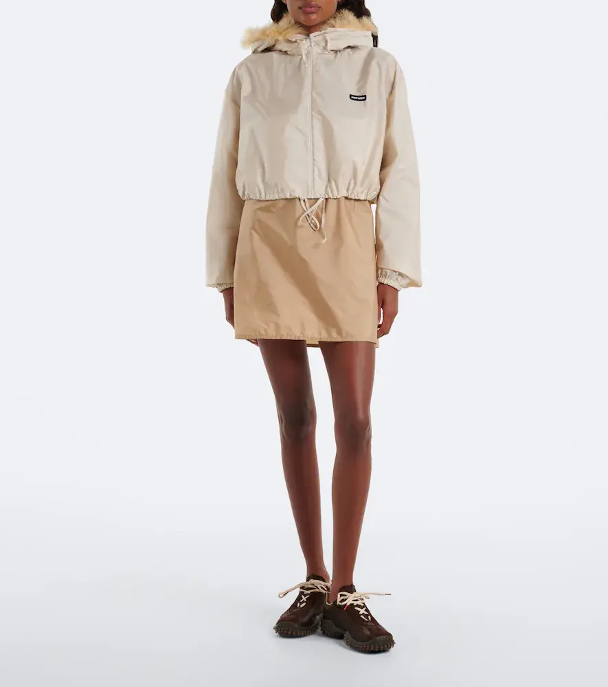 Miu Miu Cropped shearling-trimmed jacket | Thumbnail 2 Miu Miu Cropped shearling-trimmed jacket | Thumbnail 2