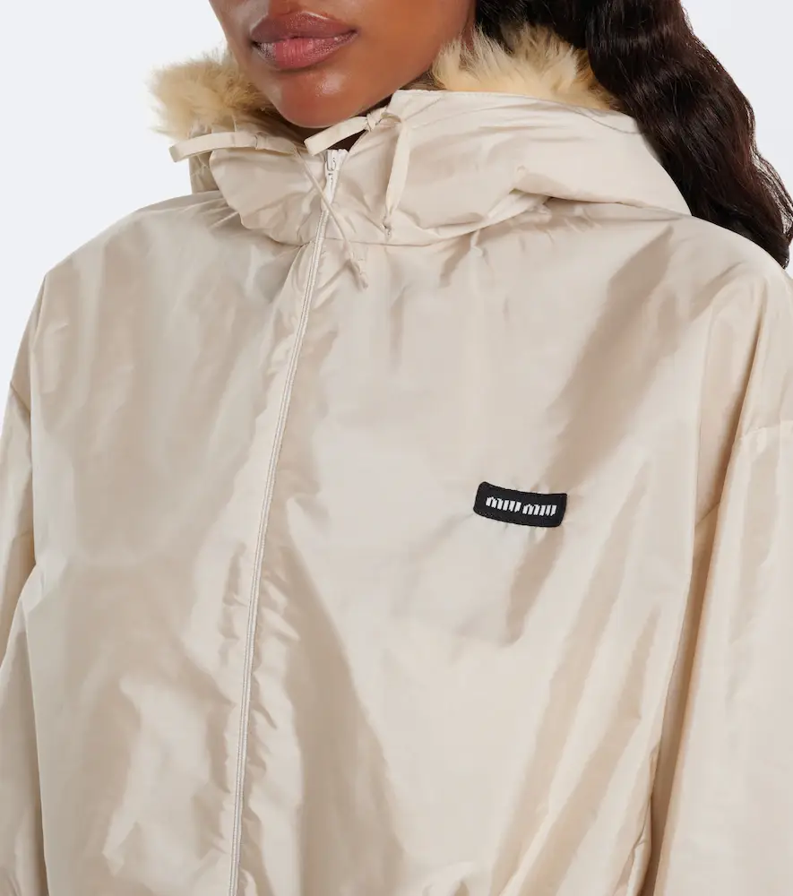 Miu Miu Cropped shearling-trimmed jacket | Thumbnail 3 Miu Miu Cropped shearling-trimmed jacket | Thumbnail 3