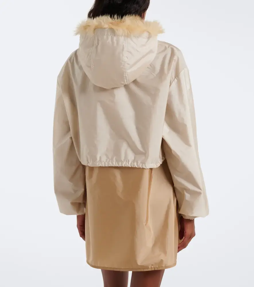 Miu Miu Cropped shearling-trimmed jacket | Thumbnail 4 Miu Miu Cropped shearling-trimmed jacket | Thumbnail 4