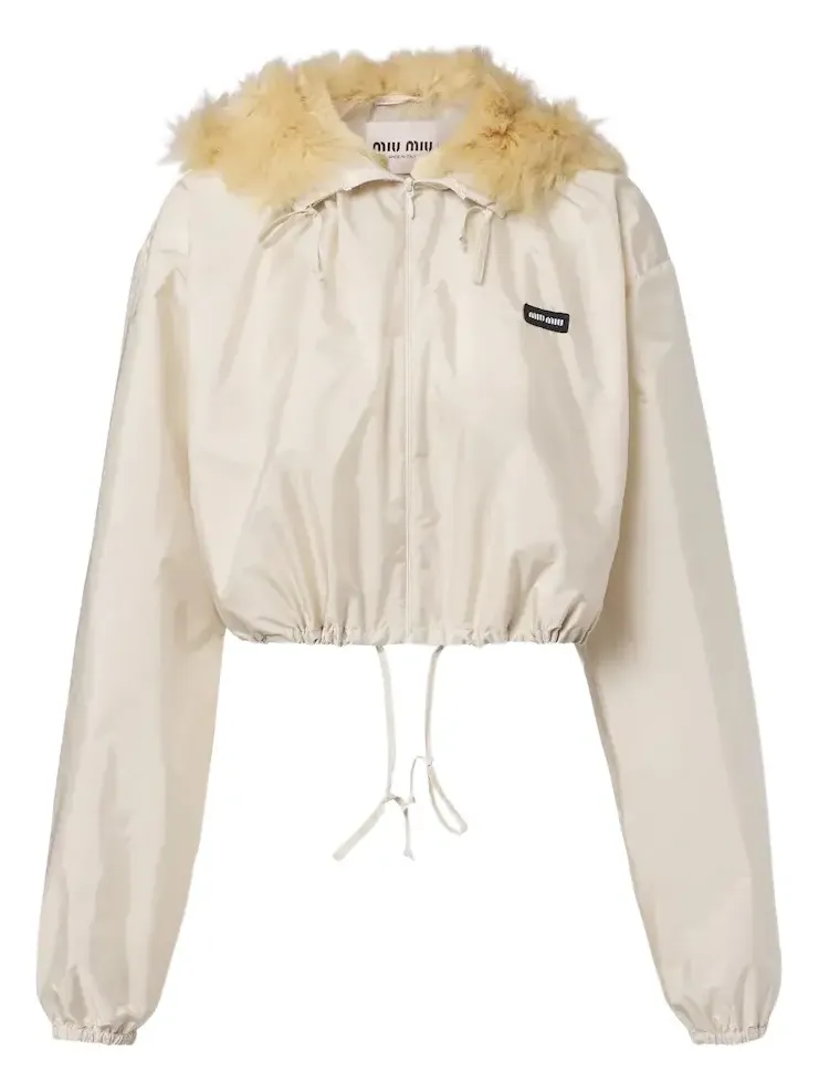 Cropped shearling-trimmed jacket
