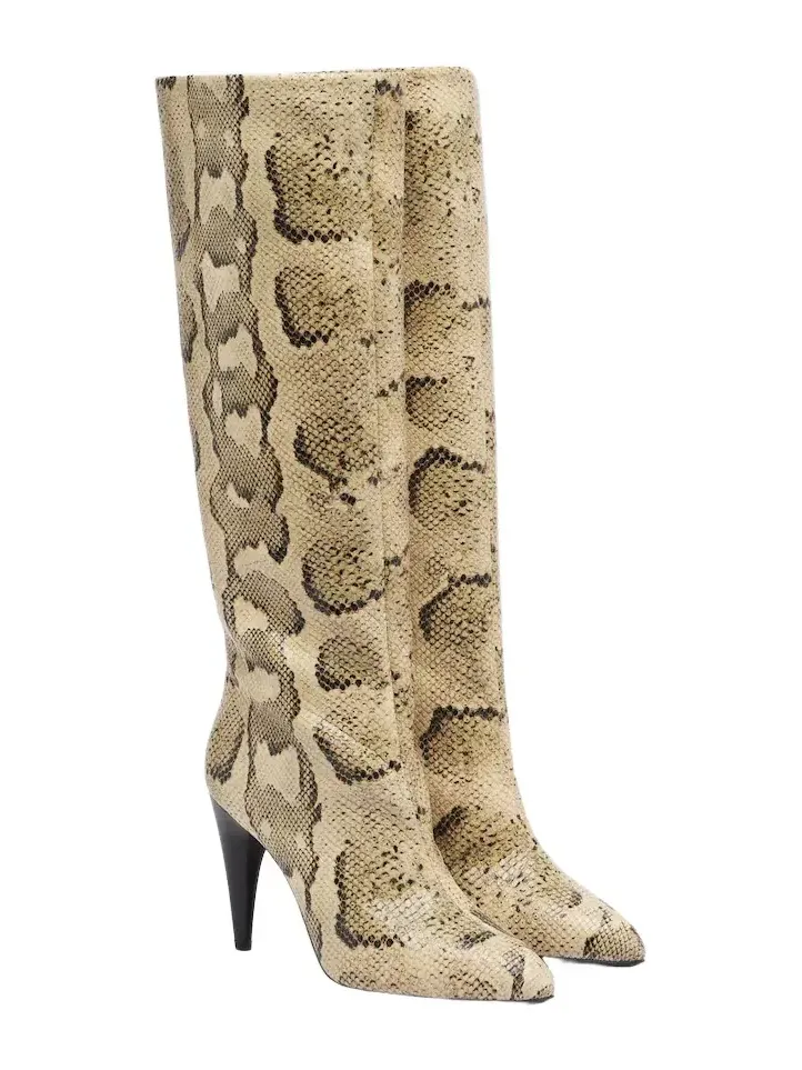 Jany snake-effect leather knee-high boots