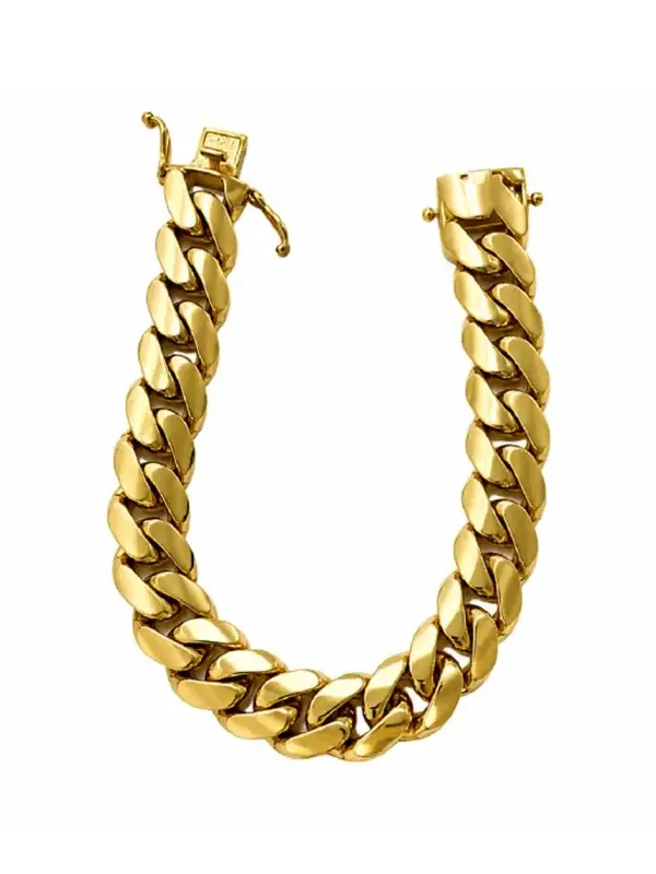 14K Gold Cuban Chain Bracelet