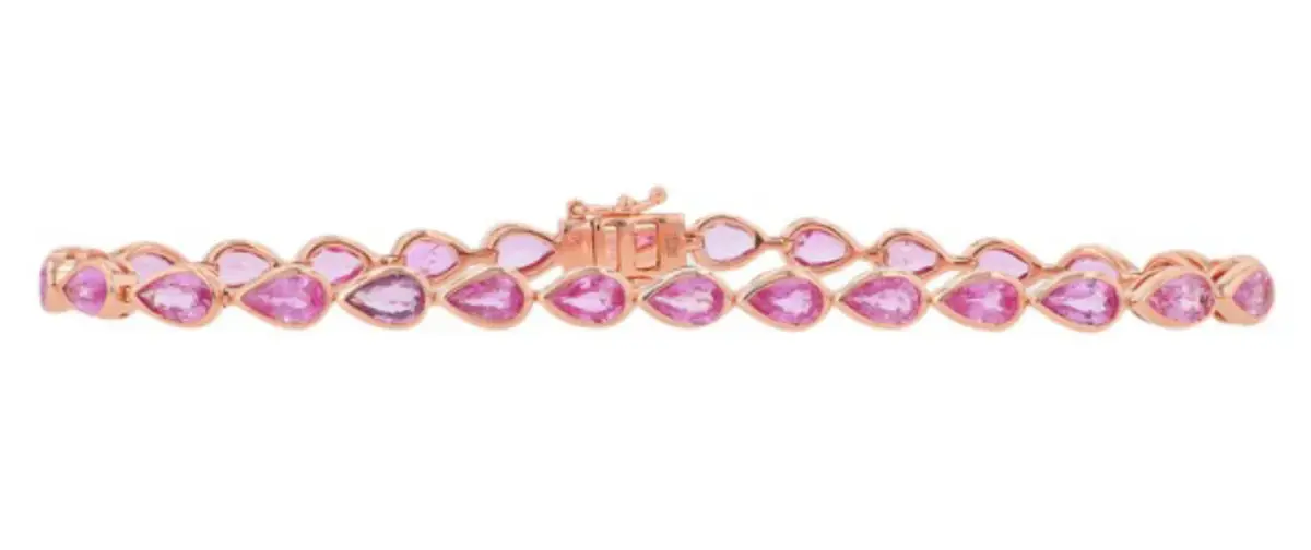7.00ct Pink Tourmaline 14K Gold Tennis Bracelet 7.00ct Pink Tourmaline 14K Gold Tennis Bracelet