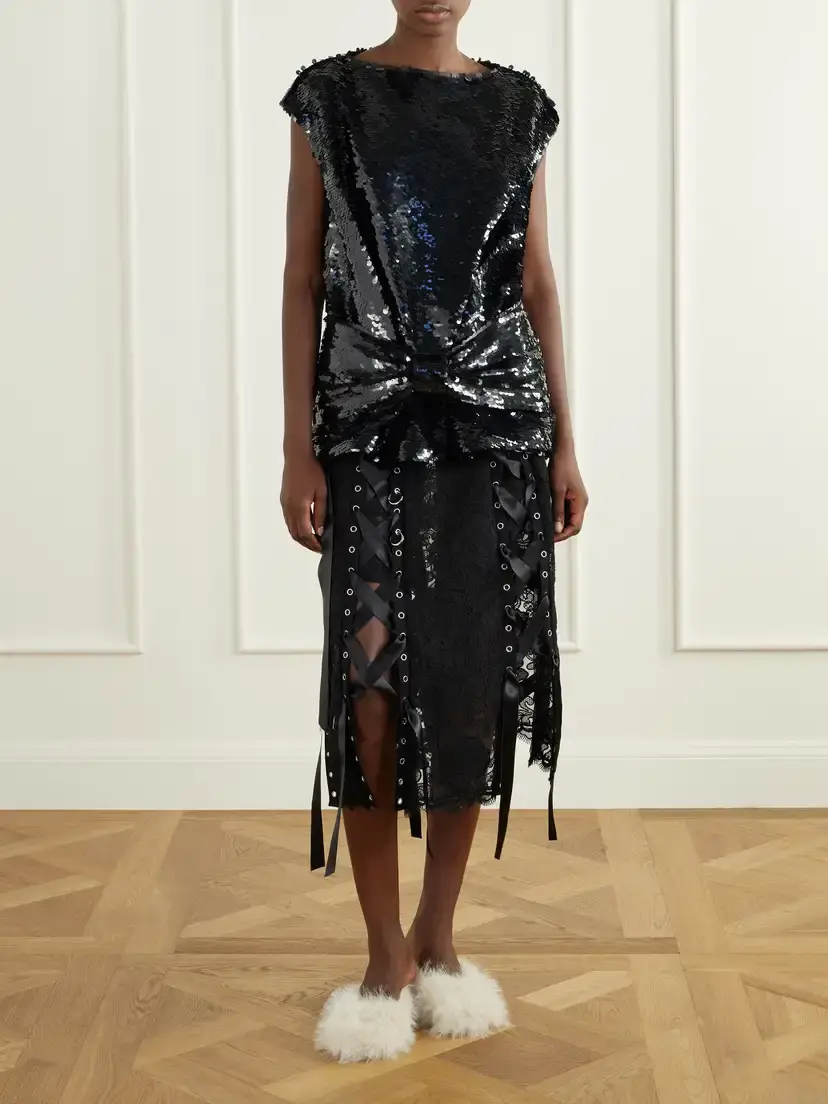 Simone Rocha Bow-detail Sequin-embellished Mesh Blouse | Thumbnail 2