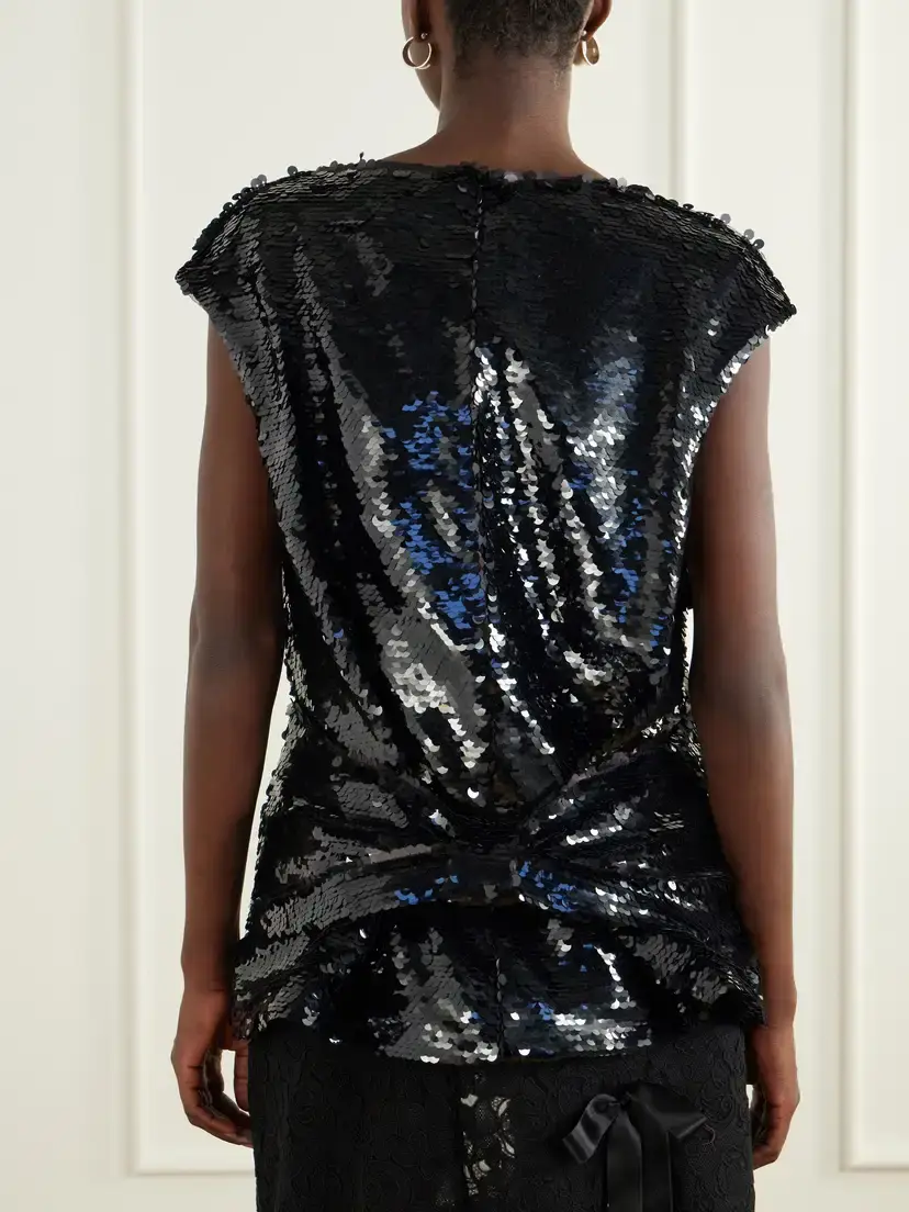Simone Rocha Bow-detail Sequin-embellished Mesh Blouse | Thumbnail 3