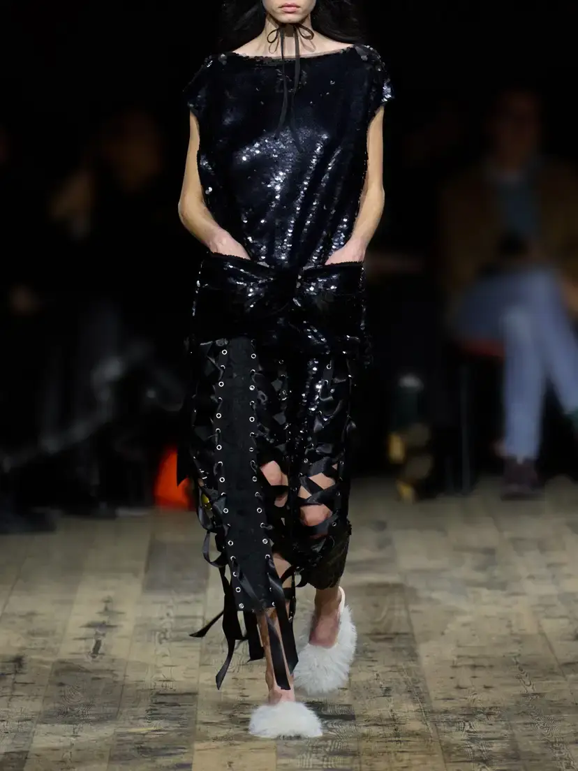 Simone Rocha Bow-detail Sequin-embellished Mesh Blouse | Thumbnail 5