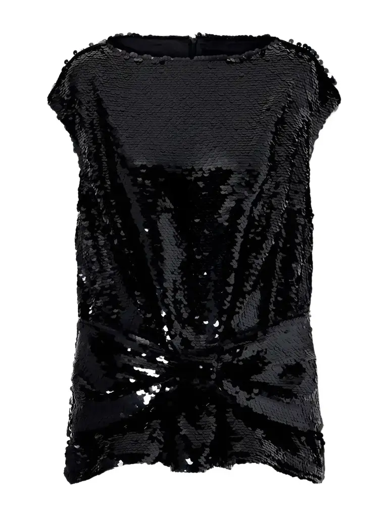 Bow-detail Sequin-embellished Mesh Blouse Bow-detail Sequin-embellished Mesh Blouse