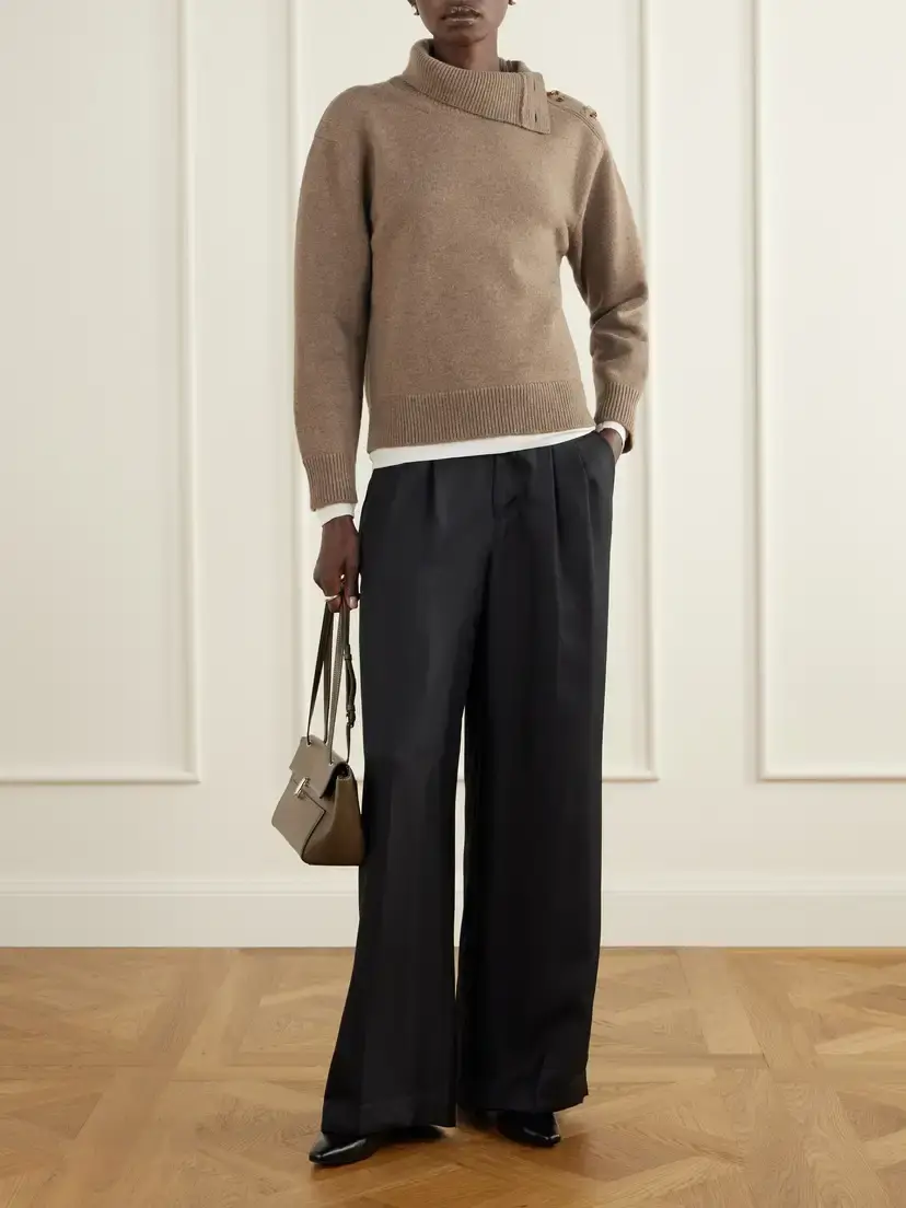 Veronica de Piante Cielo Buttoned Turtleneck Wool And Cashmere-blend Sweater - Brown | Thumbnail 2 Veronica de Piante Cielo Buttoned Turtleneck Wool And Cashmere-blend Sweater - Brown | Thumbnail 2
