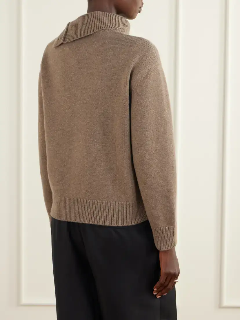 Veronica de Piante Cielo Buttoned Turtleneck Wool And Cashmere-blend Sweater - Brown | Thumbnail 4 Veronica de Piante Cielo Buttoned Turtleneck Wool And Cashmere-blend Sweater - Brown | Thumbnail 4