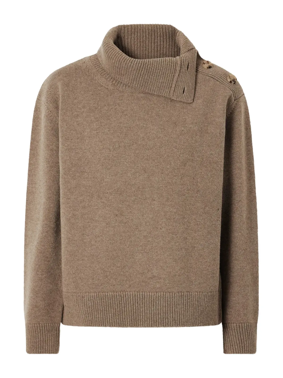 Veronica de Piante Cielo Buttoned Turtleneck Wool And Cashmere-blend Sweater - Brown