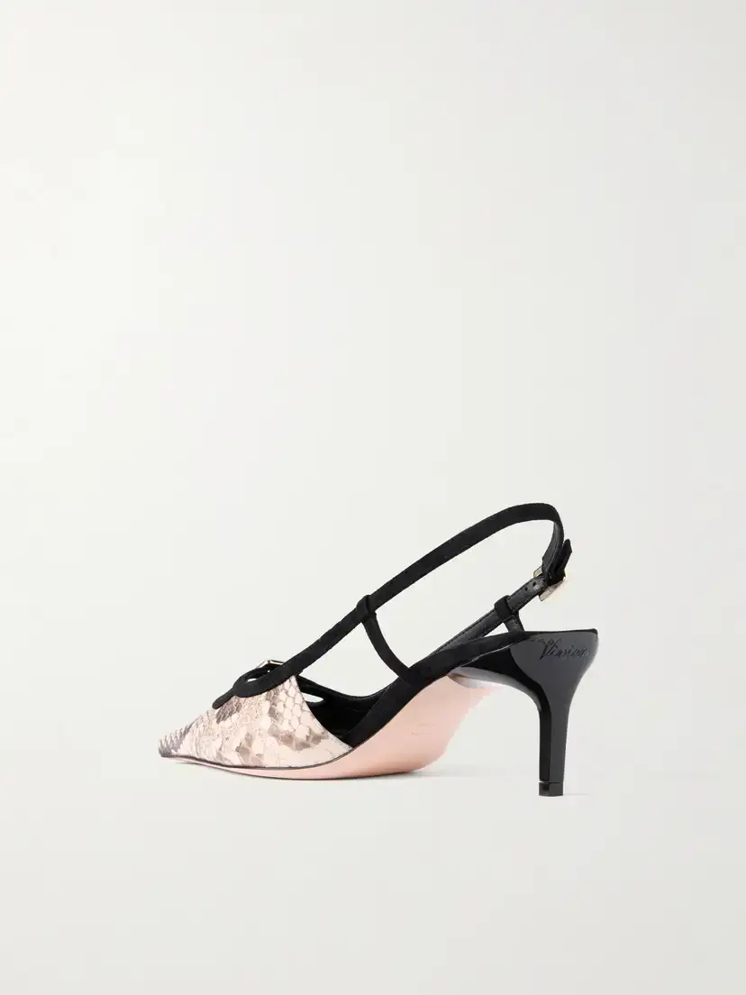 Roger Vivier Snake-effect 55 Leather Slingback Pumps | Thumbnail 3