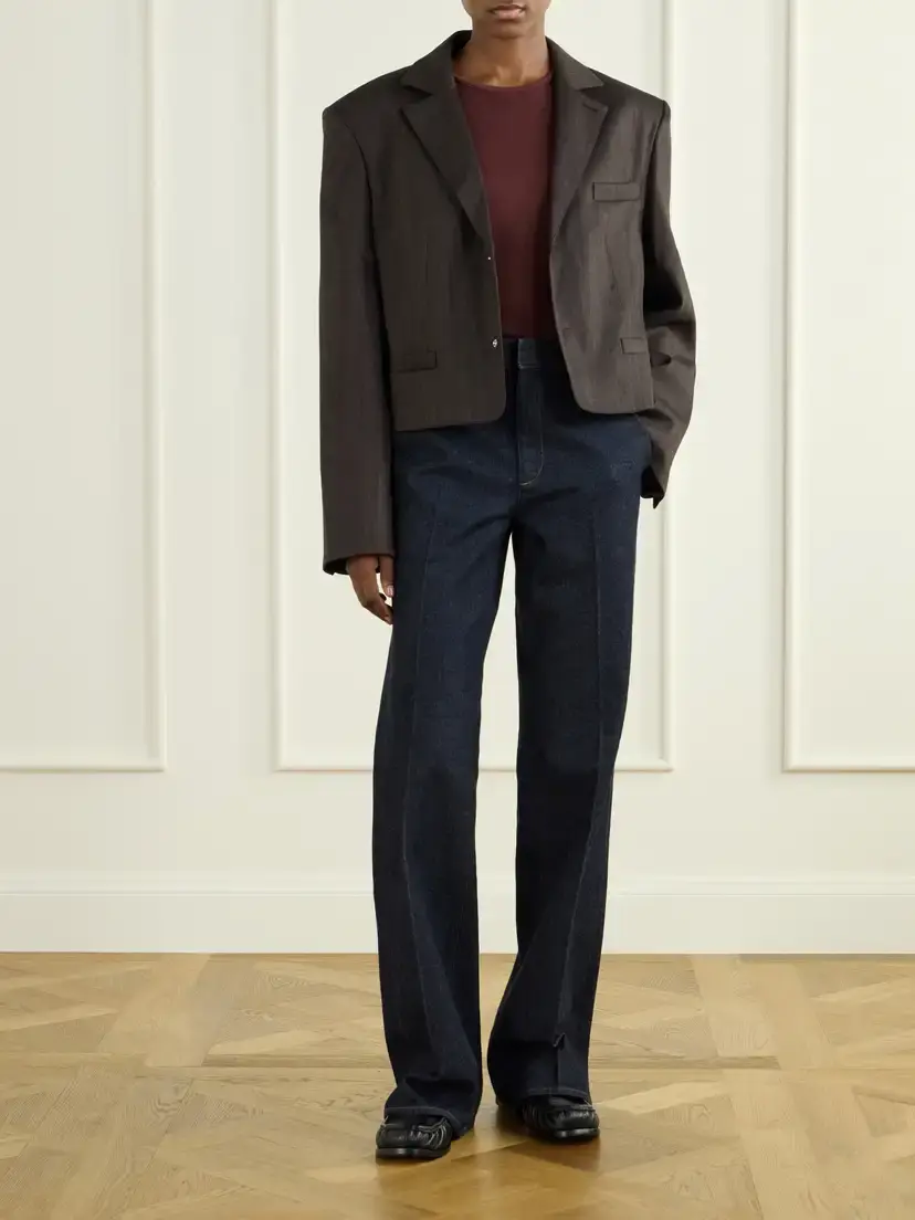 Tibi Wool-blend Herringbone Cropped Blazer | Thumbnail 2