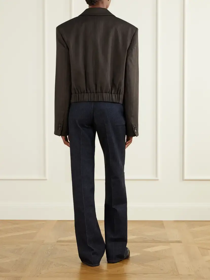 Tibi Wool-blend Herringbone Cropped Blazer | Thumbnail 3