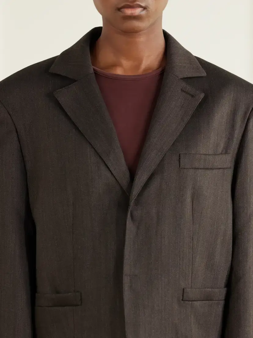 Tibi Wool-blend Herringbone Cropped Blazer | Thumbnail 4