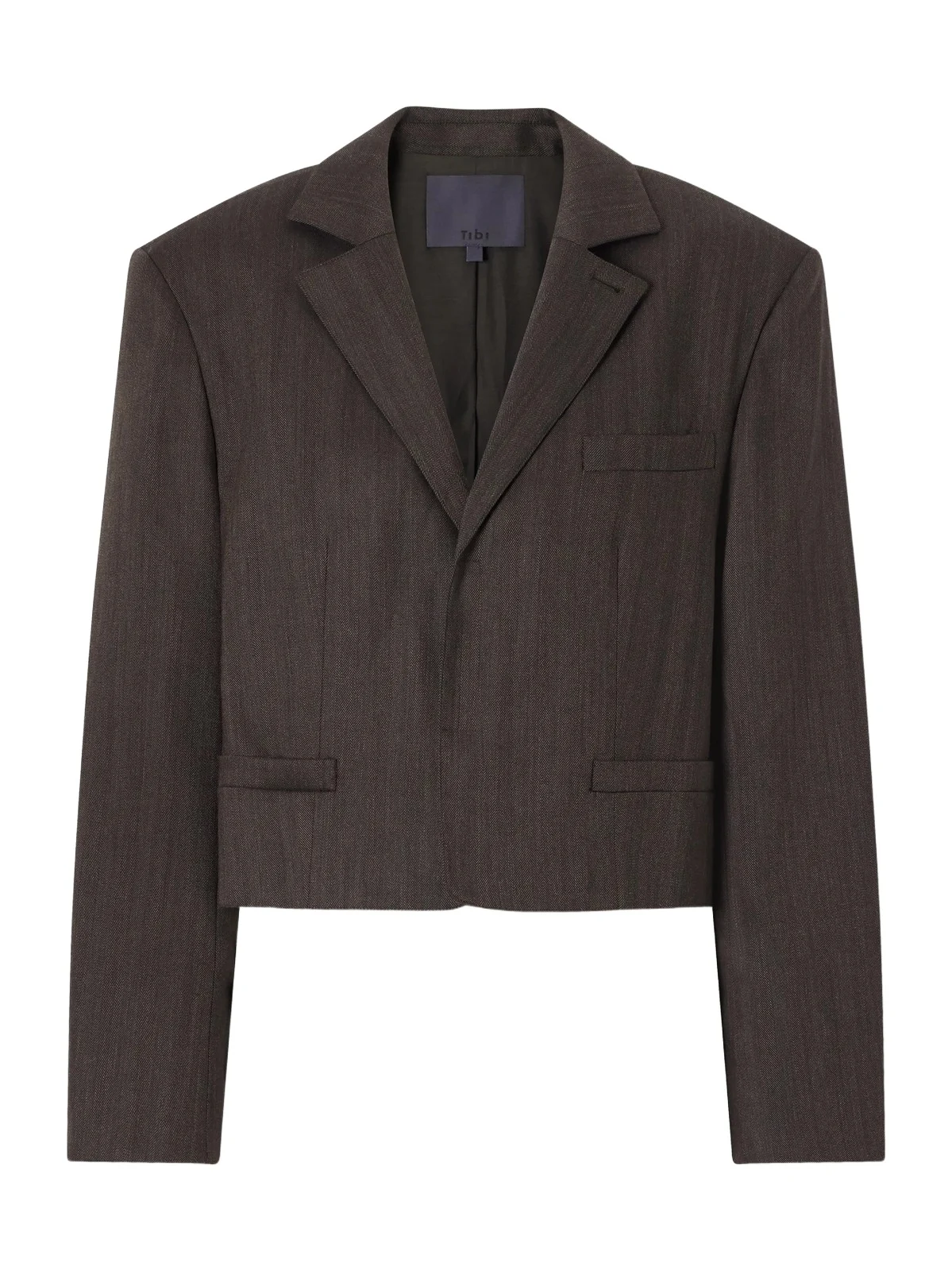 Wool-blend Herringbone Cropped Blazer